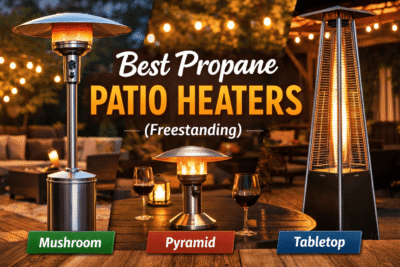 Preview image showing mushroom, pyramid, and tabletop propane patio heaters