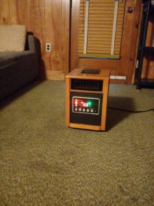 DR. Infrared Heater DR-998 portable heater review photo showing real room setup
