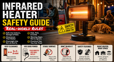 Infrared heater safety guide for home, garage, and patio use
