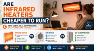 Infrared heater vs fan heater vs oil-filled radiator cost comparison preview image.