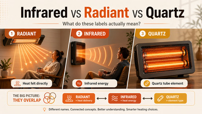 Infrared vs radiant vs quartz heaters explained graphic